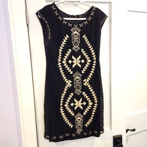 Black Dress with Cream Design
